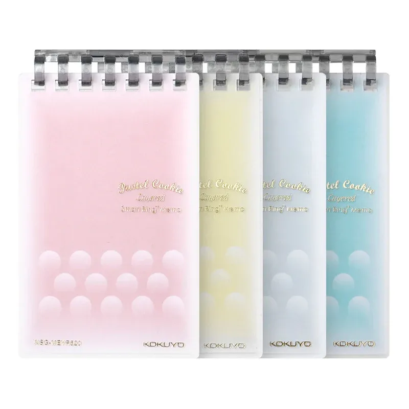 KOKUYO Pastel Cookie A7 Mini Binder Notebook | Ultra-Slim Pocket Planner | 5mm Grid | 20 Sheets | Set of 4