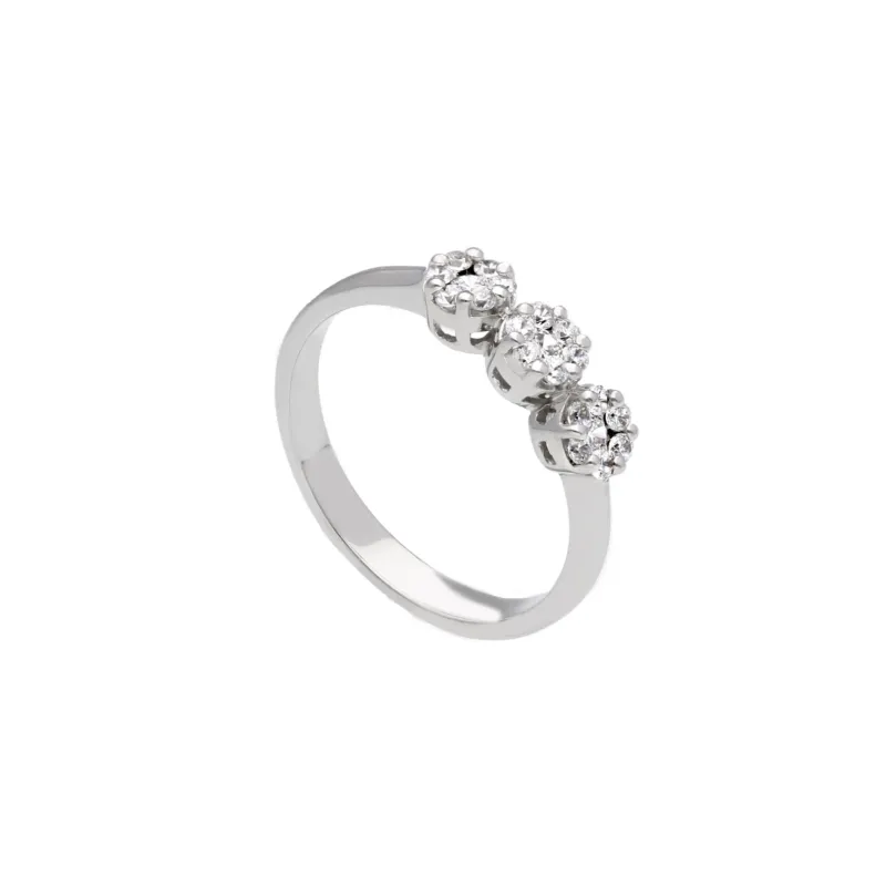 18 Karat Gold - 750 Weissgold Ring mit Zirkonia Steinen - 150915