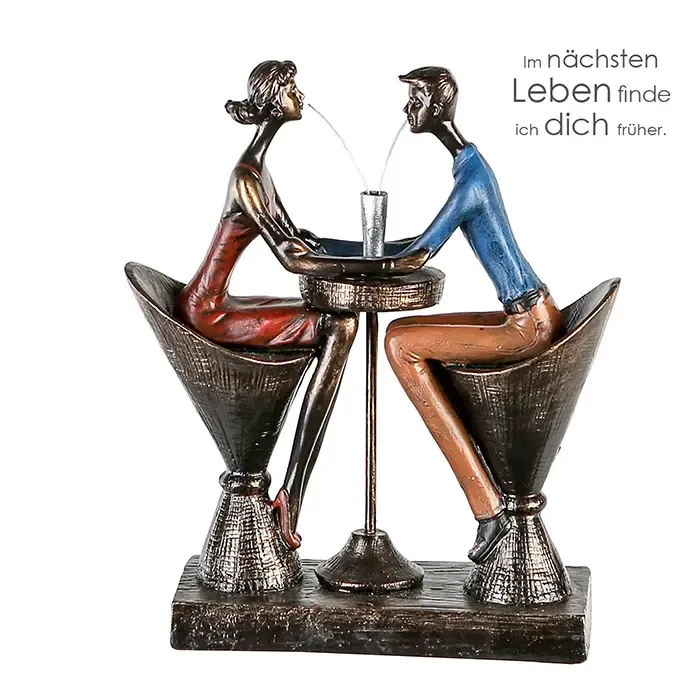 Skulptur – Bronze Finish, Rote Akzente, Liebevolles Paar - Table for two | Gilde