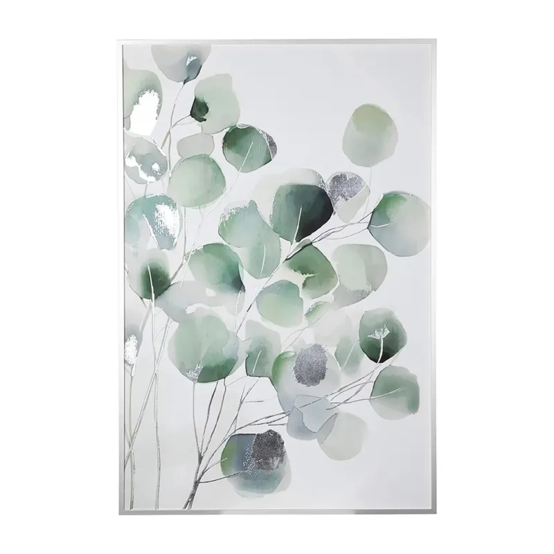Wandbild – Grünes Aluminium, Stilisiertes Eukalyptusmotiv, Flexible Ausrichtung - Feo | Fink Living