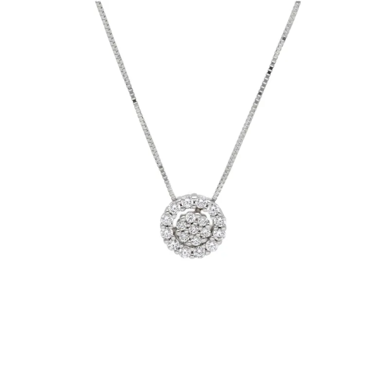 18 Karat Gold - 750 Weissgold Halskette mit Zirkonia Steinen - 269307