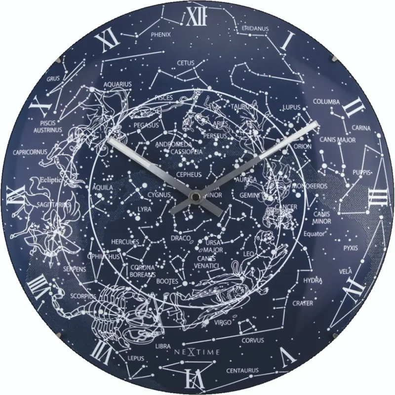 Wanduhr – Leuchtender Himmel, Gewölbtes Glas, Stilles Werk - Milchstraßenkuppel | NeXtime