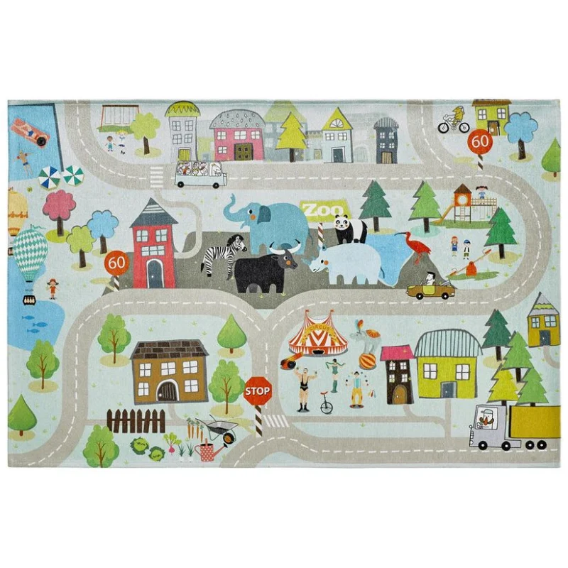 Teppich – Polyester Flor, Straßen Motiv, Spielteppich Design, 120 x 170 cm - Sympathy Kids 241 | Kayoom