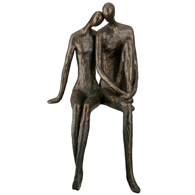 Dekofigur – Antikes Finish, Bronzefarbene Oberfläche, Paarmotiv, 35 cm - Couple | Gilde