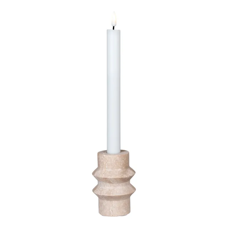 Kerzenständer – Naturtravertin, gedrehtes Profil, 10 cm hoch - Candle Holder | House Nordic