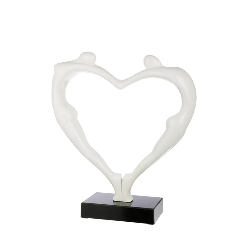 Skulptur – Glänzende Oberfläche, Herz Design, Marmorsockel - Herzpaar | Gilde
