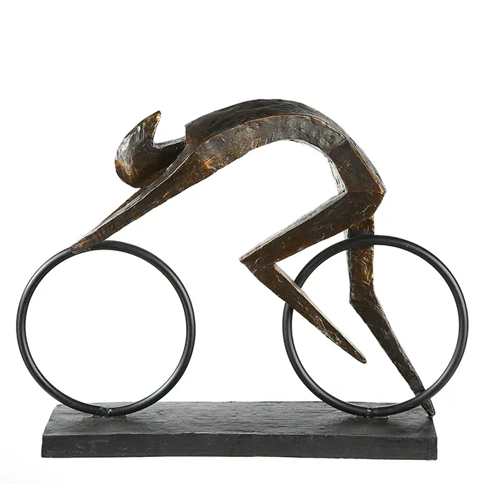 Skulptur – Bronzefarbenes Metall, Matte Oberfläche, Fahrradförmiges Motiv, 28.5 cm - Racer | Gilde