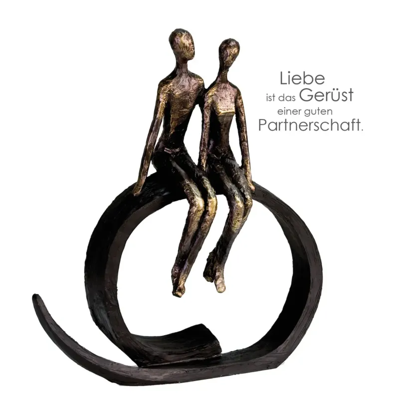 Skulptur – Bronzefarbenes Finish, Inniges Paar, Strukturierte Oberfläche - Close | Gilde