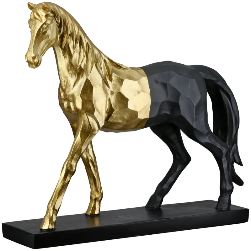 Skulptur – Metallische Optik, Goldschwarzes Design, Pferdefigur - Merlin | Gilde