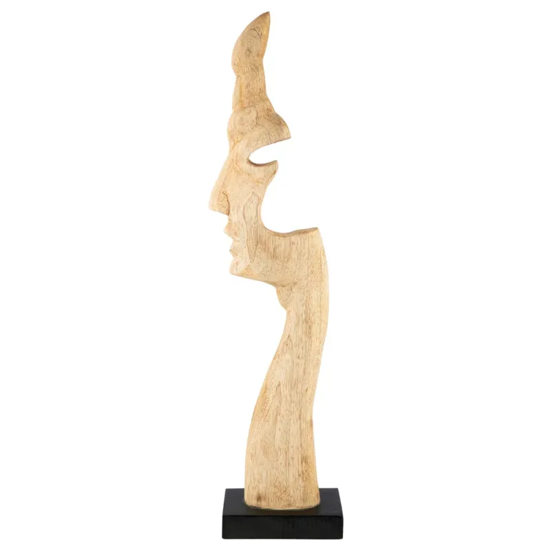 Skulptur – Naturholz Design, Gesichtsmotiv, Schwarze Basis, Höhe 67 cm - Silhouette | Gilde
