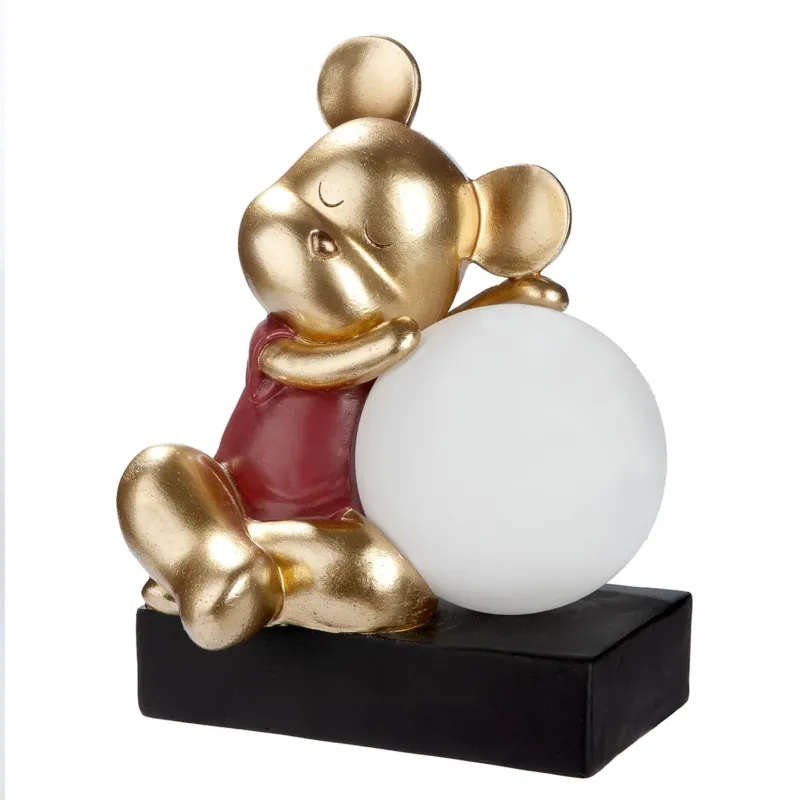 Tischleuchte – Glänzendes Kunstharz, Mattgold Finish, Bären Design - Helen | Gilde