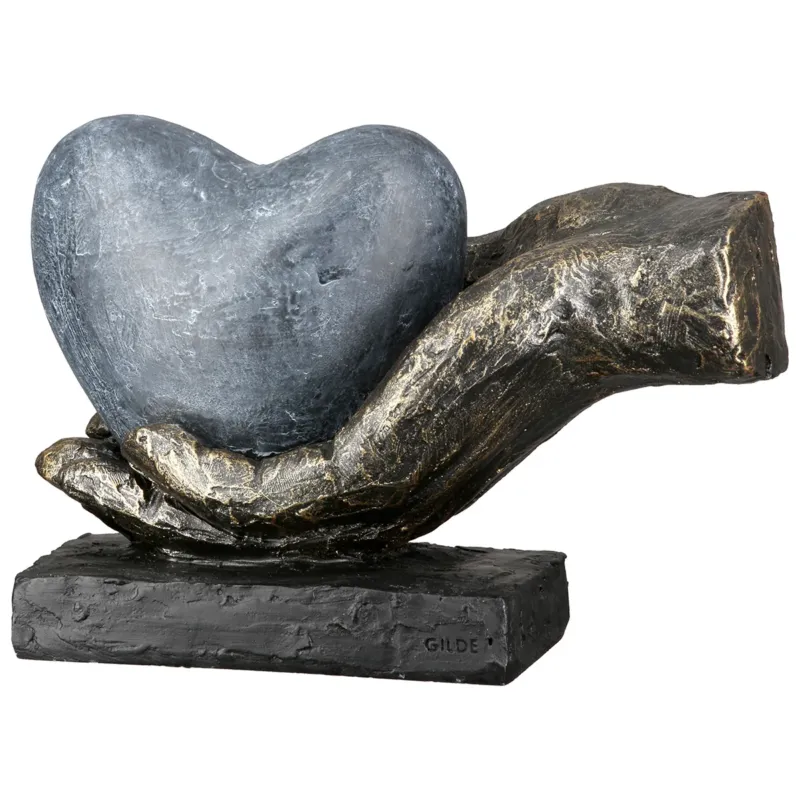 Skulptur – Kunstharz Material, Herz Motiv, Antik Finish - Heart in your Hand | Gilde