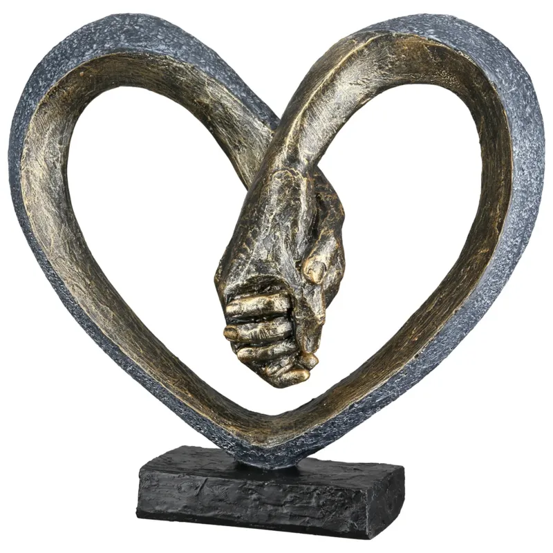 Skulptur – Kunstharz Material, Herz Motiv, Metallische Optik - Hand in Hand | Gilde