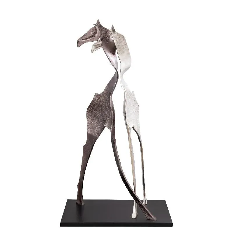 Statue – Giraffen Design, Tierform, Aluminium Material, Schwarz, L – Skye | PTMD