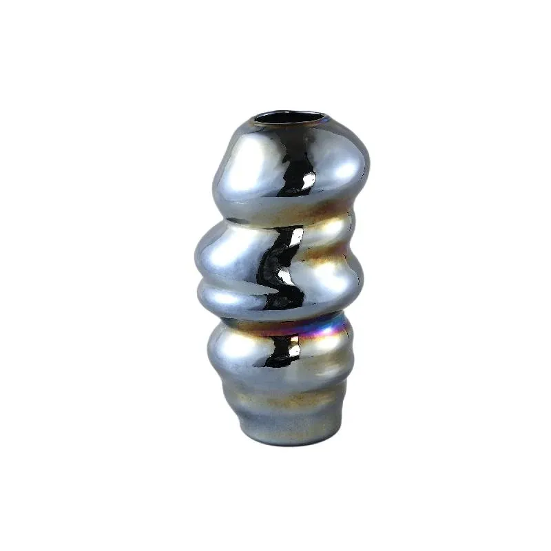 Vase – Wellen Design, Runde Form, Glas Material, Blau, L – Orietta | PTMD