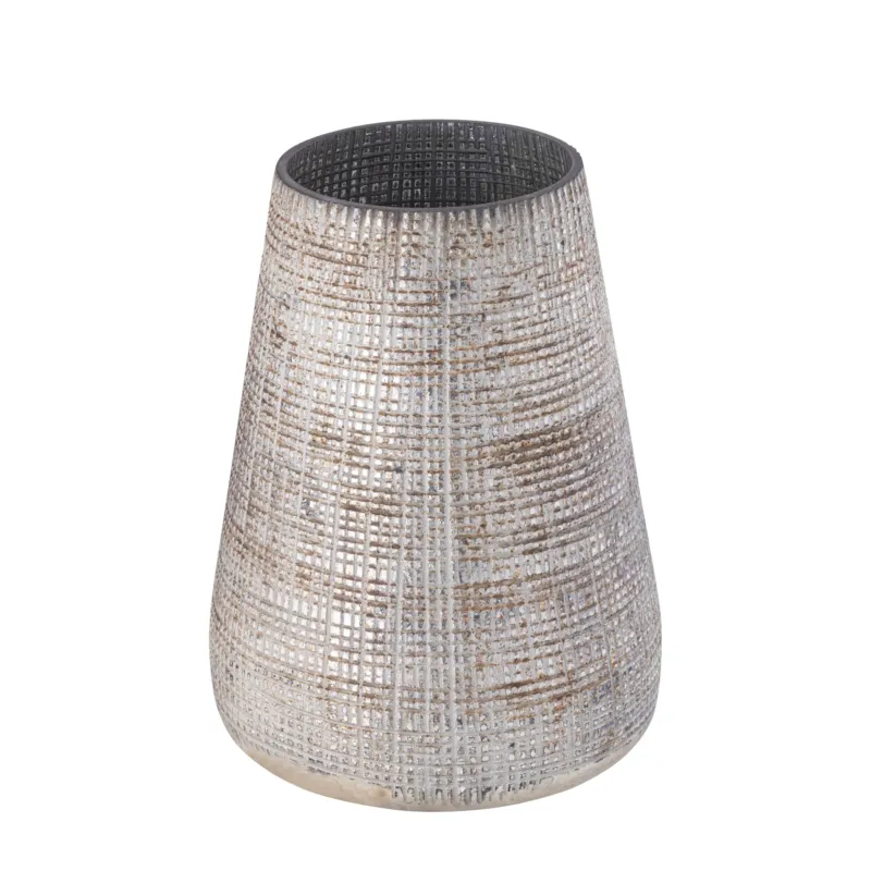 Windlicht – Muster Design, Runde Form, Glas Material, Creme, L – Damin | PTMD