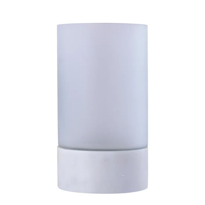Windlicht – Mattes Glas, Marmor Sockel, Weiße Farbe, L – Conree | PTMD