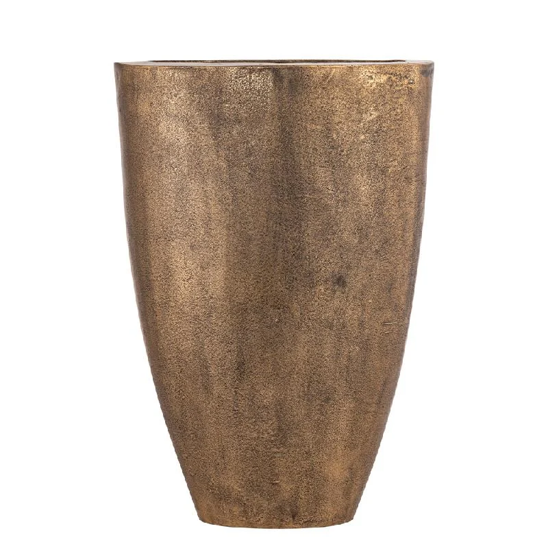 Blumentopf – Ovale Form, Aluminium Guss, Messingfarbene Oberfläche, L – Qasem | PTMD