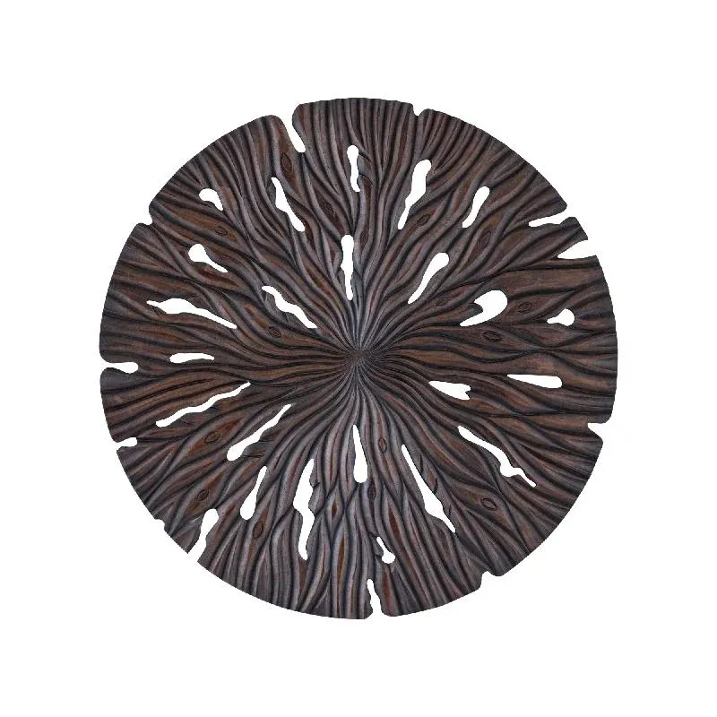 Wandpaneel aus MDF mit runder Form, wellenförmiger Schnitzstruktur und Braun-Finish, S – Bonte | PTMD