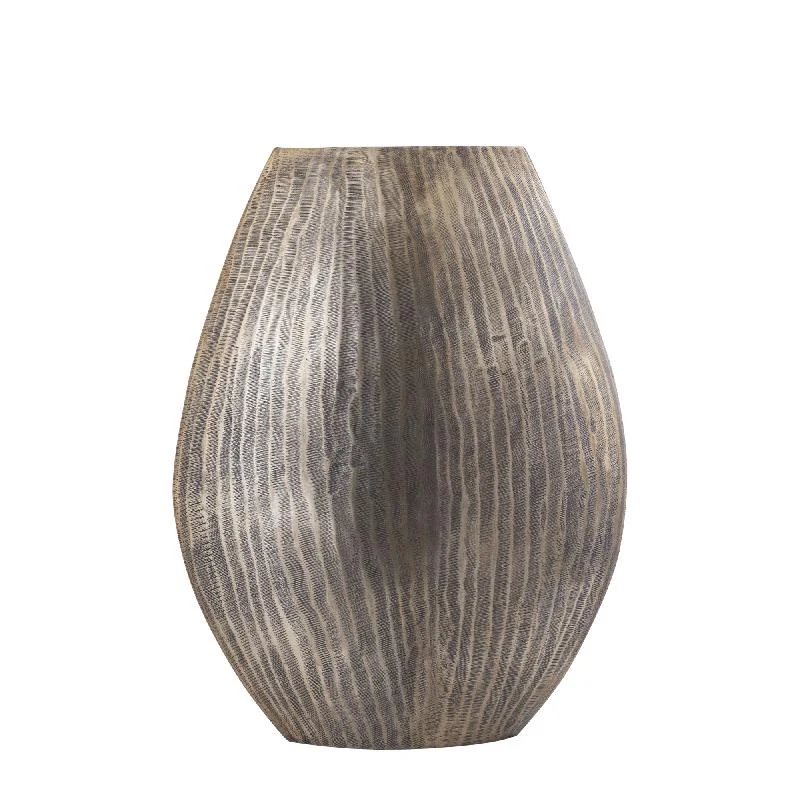 Topf – Geripptes Design, Ovale Form, Aluminium Material, Gold, Hoch, L– Jowad | PTMD