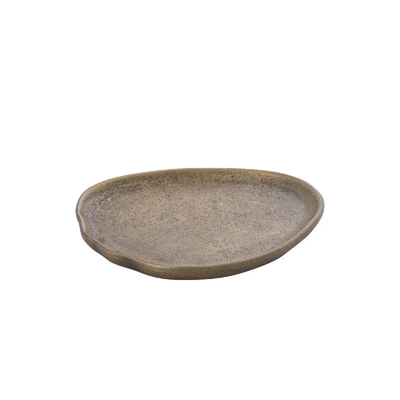 Tablett – Goldene Oberfläche, Aluminium Guss, Organische Form - Kora | PTMD