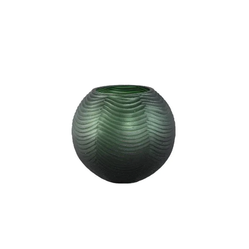 Vase – Runde Form, Glas Material, Grün, Niedrig – Elichi | PTMD