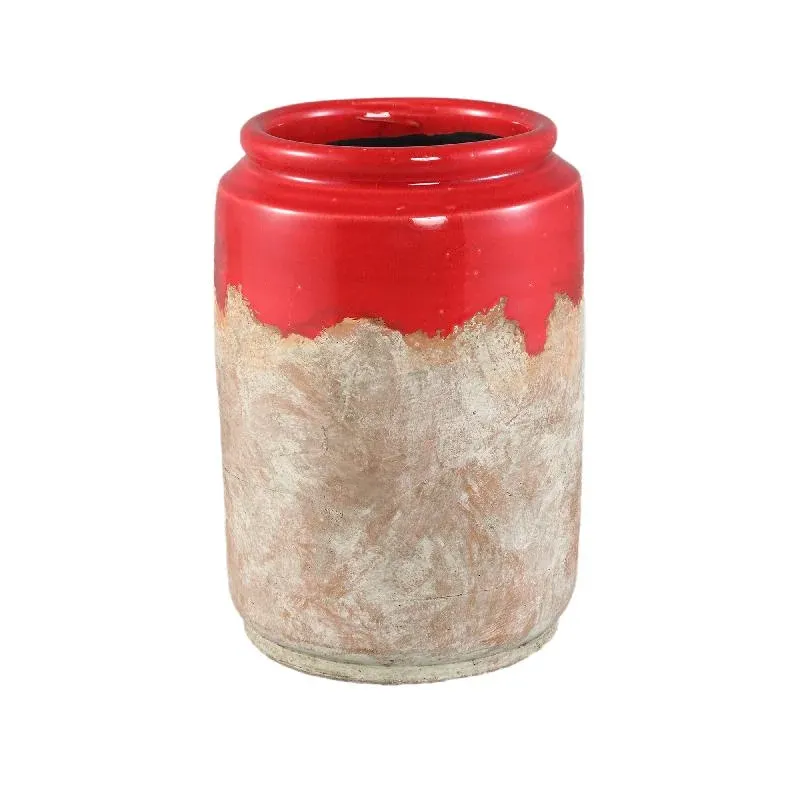Topf – Rund Form, Terrakotta Optik, Rot Glasiert, L - Breffni | PTMD