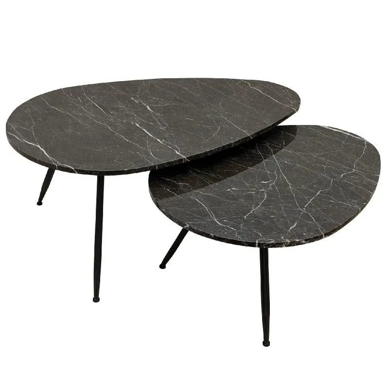 Couchtisch – Marmor Steinplatte, Braune Oberfläche, Harmonische Formgebung – Veria | PTMD