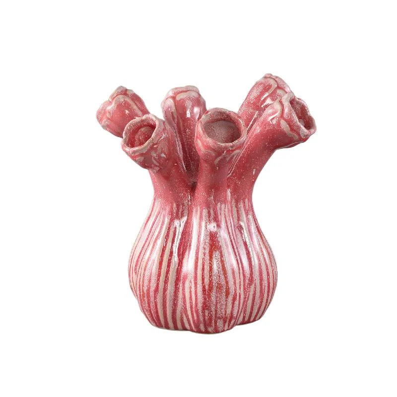 Vase – Blumenform Design, Keramik Material, Rosa Farbe, L – Annmarie | PTMD