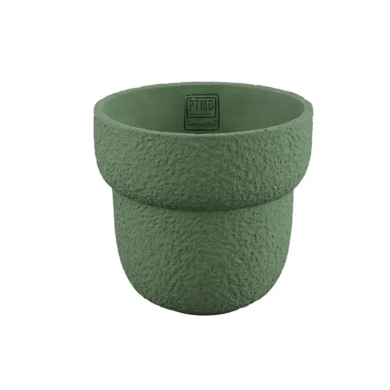 Blumentopf - Runder Zement, Raue Oberfläche, Grün, L – Hillie | PTMD