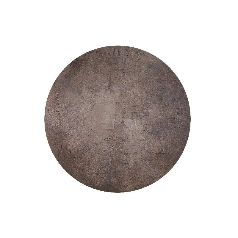 Wandpaneel aus Polyester-Canvas mit MDF-Rahmen, runder Form und rauer Struktur, Braun-Finish, L – Kemp | PTMD