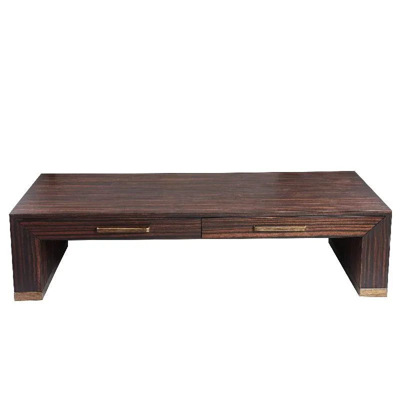 Couchtisch – Holzfurnier, Zwei Schubladen, Rechteckige Form, Braun – Tiess | PTMD