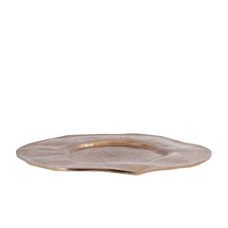 Teller – Wellen Design, Organische Form, Aluminium Material, Braun, L – Linke | PTMD