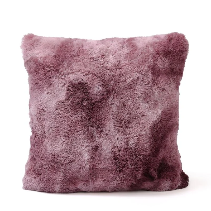 Kissen – Kunstfell, Flauschige Haptik, Quadratische Form, Bordeaux, S – Linde | PTMD