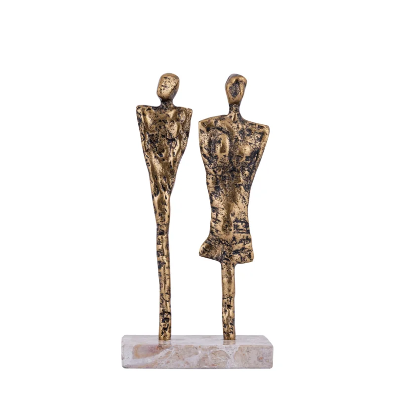Statue – Paar Design, Aluminium Material, Gold, Marmor Basis – Darriel | PTMD
