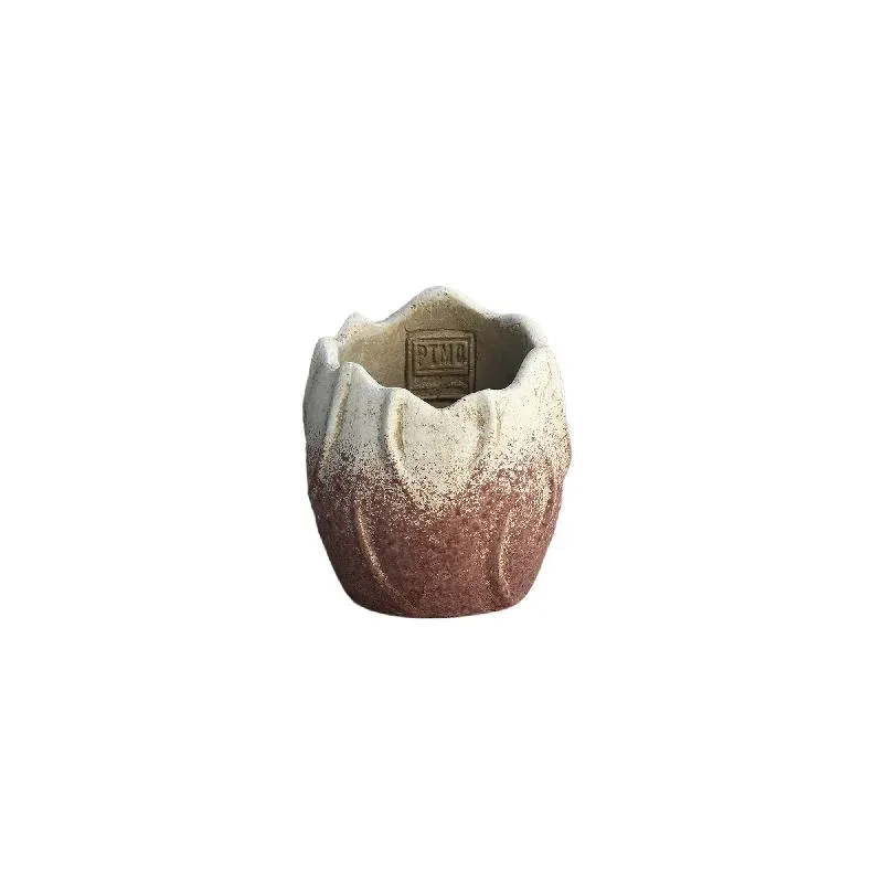 Topf – Wellen Design, Zement Material, Runde Form, Hellrosa, XS - Ryla | PTMD