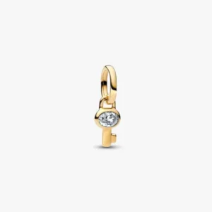 Schlüssel Mini-Charm-Anhänger vergoldet – Charm mit Cubic Zirkonia & Sternmotiv