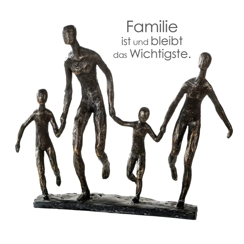 Skulptur – Mattes Kunstharz, Strukturierte Oberfläche, Familienmotiv, 32 cm - Familie | Gilde