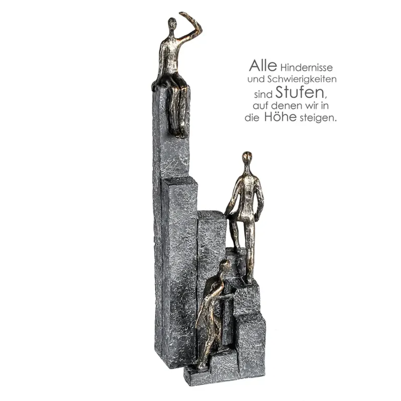 Skulptur – Strukturiertes Kunstharz, Bronze Grau, Runde Form, 39 cm - Climbing | Gilde