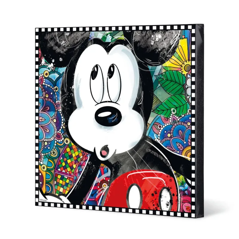 Wandbild – Holzrahmen Design, Leinwand Struktur, Pop Art Motiv - Mickey | Gilde