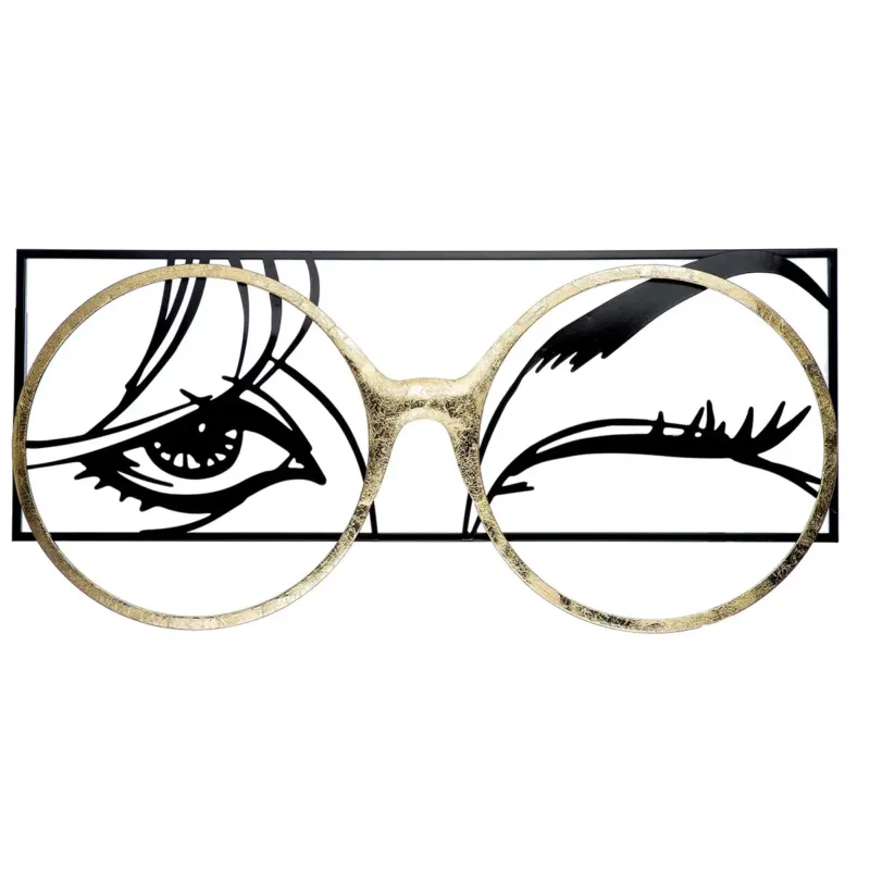 Wandrelief – Goldfarbenes Metall, Schwarzer Akzent, Glänzende Oberfläche, 90 cm - Twinkle | Gilde