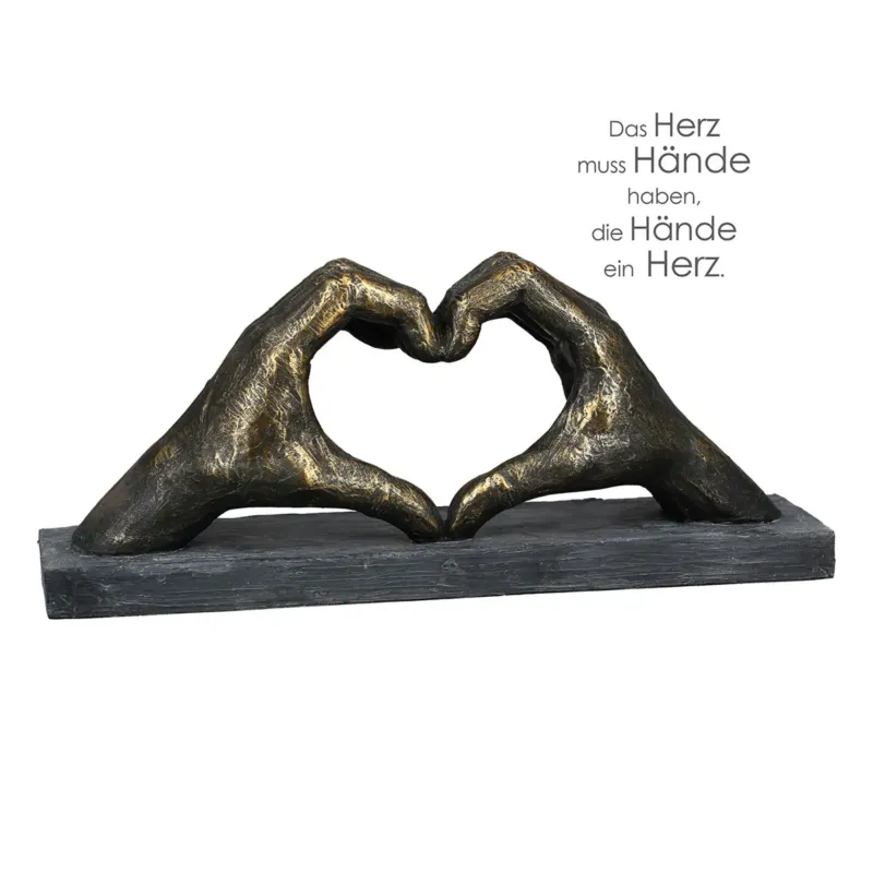 Skulptur – Strukturierte Oberfläche, Bronzefarbene Gestaltung, Herzförmiges Motiv, 36 cm - Herz aus Händen | Gilde