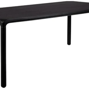 Design Esstisch STORM BLACK 160 x 90 cm mit schwarzer Esche-Tischplatte und geschwungenen Massivholzbeinen.