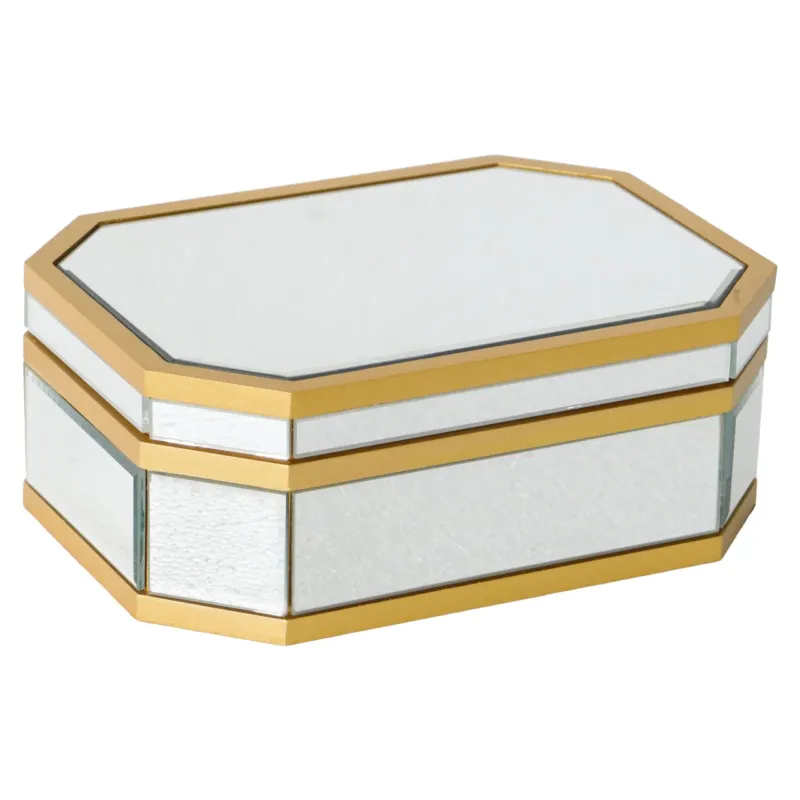 Aufbewahrungsbox Penny in Silber mit eleganter Spiegel-Optik