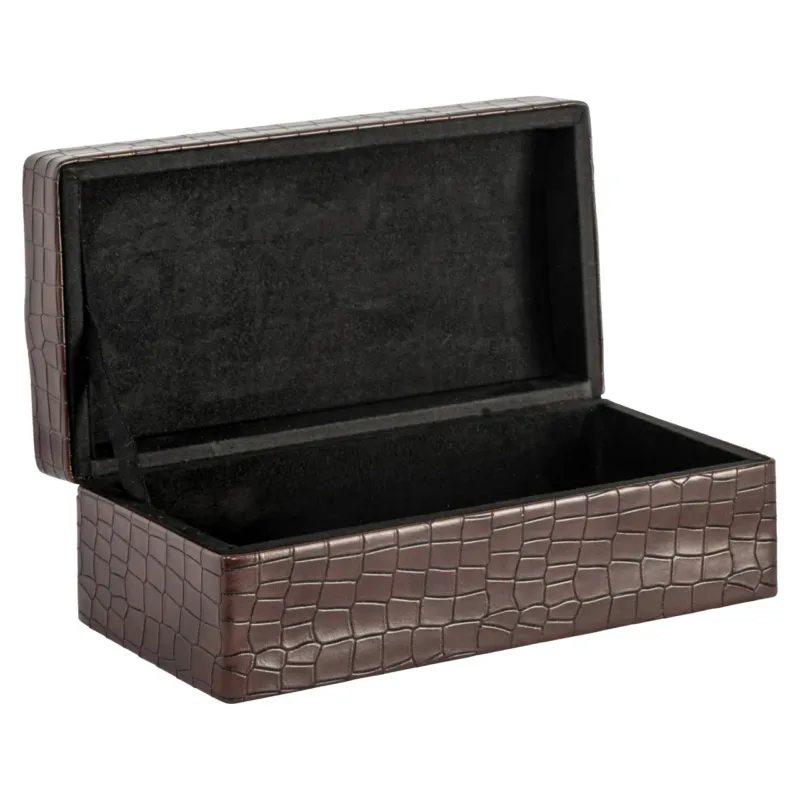 Aufbewahrungsbox Rex dark brown small - Wildleder-Box, kompakt