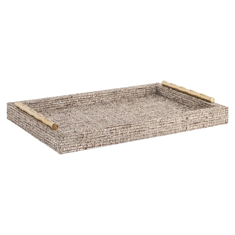 Tablett Chantel Beige – Dekotablett aus Wildleder, 38x25 cm