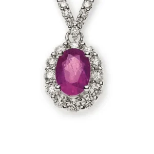Anhänger Weissgold 750 mit Rubin 1.02ct und Brillanten 0.42ct
