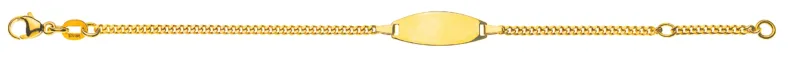 ID Armband Panzer geschliffen Gelbgold 750 mit ovaler Gravurplatte
