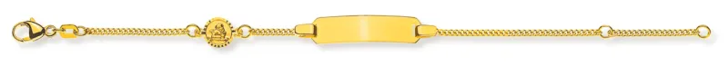 Armband Panzer diamantiert Gelbgold 375 mit Engeli und Gravurplatte