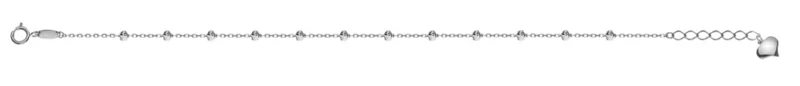 Armband Anker geschliffen Weissgold 750, 12 Kugeln, 2.5mm, 19cm